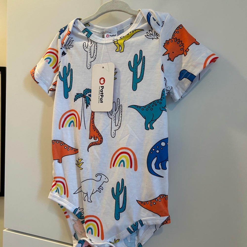 NWT Pat Pat Dinosaur Print Baby Onesie